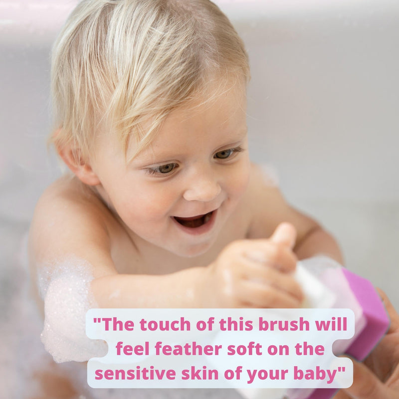 Cradle Cap Brush and Sponge Set for Baby - Bath Essentials for Newborns | Treatment Comb | Baby Bath Sponges (5-Pack Pink) - BeesActive Australia