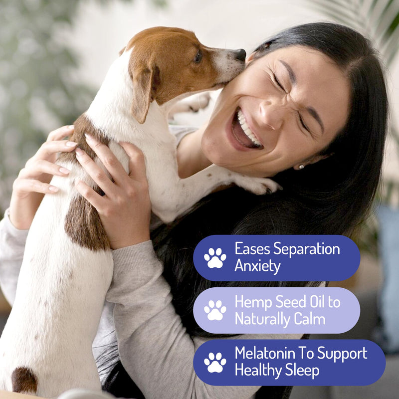PureBlend Dog Calming Treats — Calming Chews for Dogs with Hemp Seed Oil, Chamomile & L-Theanine — 120 Chews, Up to 4 Month Supply