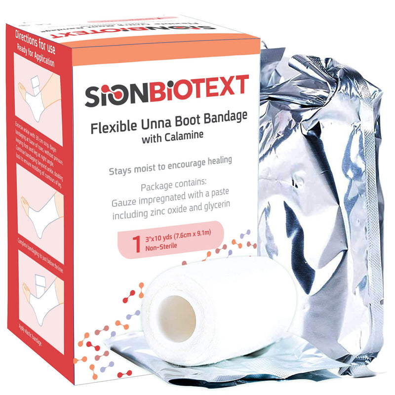 Unna Boot with Zinc and Calamine – 3” x 10 Yards Flexible Compression Bandage – Moist Healing Environment – Ideal for Venous Leg Ulcers, Lymphedema, Sprains, and Skin Grafts – Pack of 3 3" Zinc and Calamine