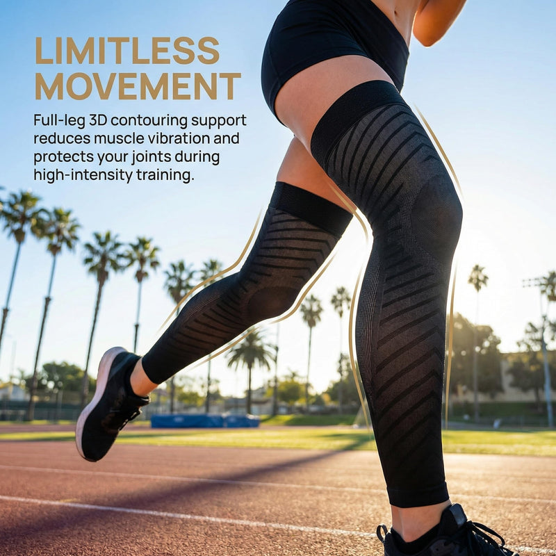 MGANG Full Leg Compression Sleeves for Men & Women, Thigh High 20-30mmHg Graduated Compression Stockings for Thigh Calf Knee Support, Pain, Swelling, Varicose Veins, Running, Sports, 1 Pair, Black 3XL 3X-Large - BeesActive Australia