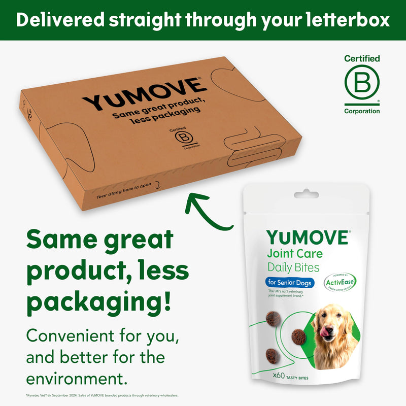 YuMOVE Senior Dog Joint Supplement, Daily Bites for Joint Care, Essential Dog Hip and Joint Aid for Senior Dogs Aged 8+, 60 Tablets - Eco Friendly and Letter Box Ready Packaging Eco-Friendly 60 Chews