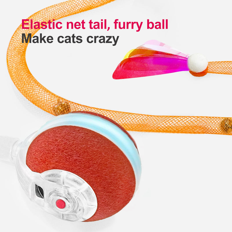 Interactive Cat Toys for Indoor Cats,The 3rd Generation Agile Moving Cat Ball with Elastic Mesh Tail,Automatic Cat/Kitten Toys for Bored Indoor Adult Cats,Motion Activated Orange - BeesActive Australia