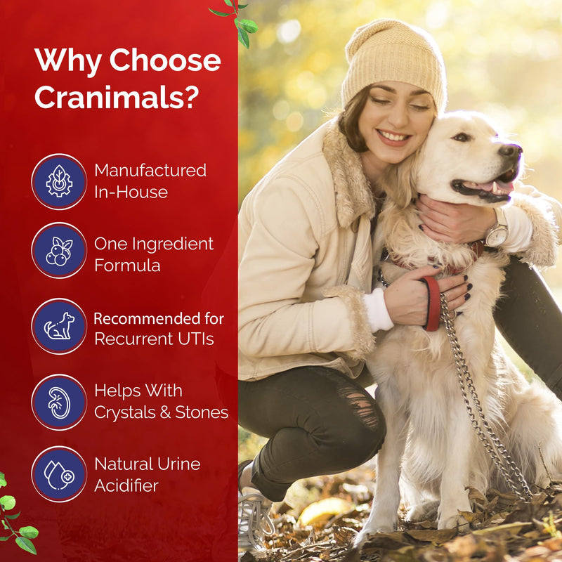 Cranimals Organic Cranberry Cat and Dog Supplement, Prevents UTIs, Incontinence and Struvite Stones, Replaces antibiotics.