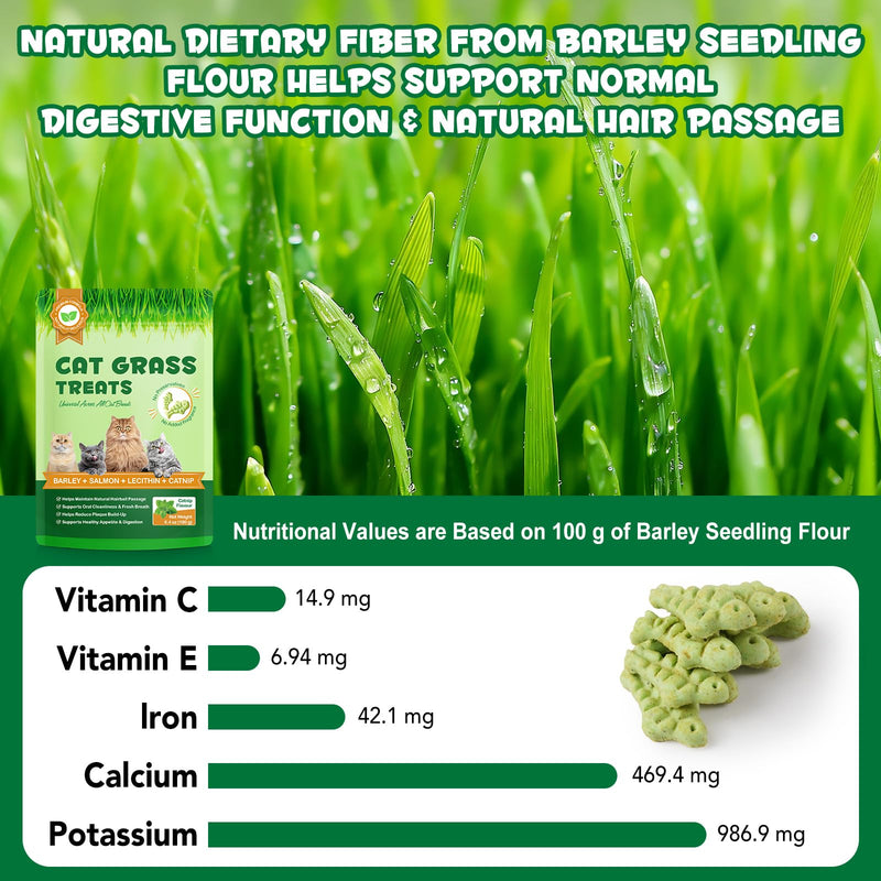 Cat Grass Treats,Cat Treats for Indoor Hairball Control,Delicious Kitten Grass Teething Stick for Hairball Remove and Teeth Cleaning,Catnip Flavour