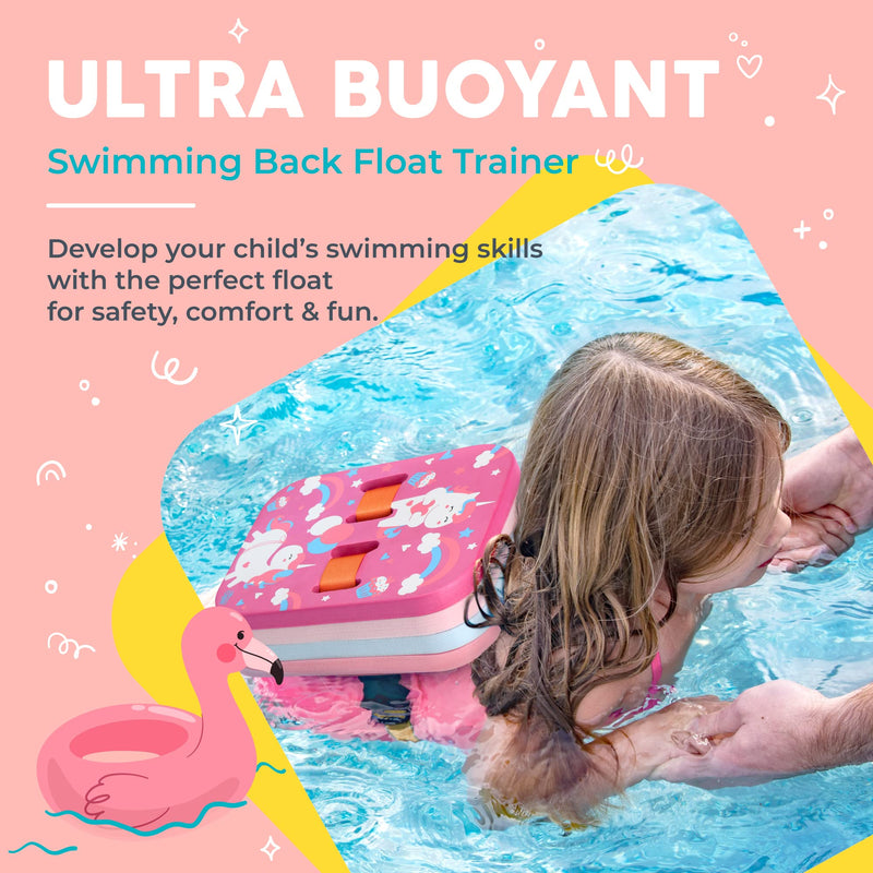 Sunlite Sports Back Float Swim Trainer with Adjustable Belt, Floatie with Multiple Layers, for Kids Children Toddler Swimming Safety Unicorn XL - BeesActive Australia