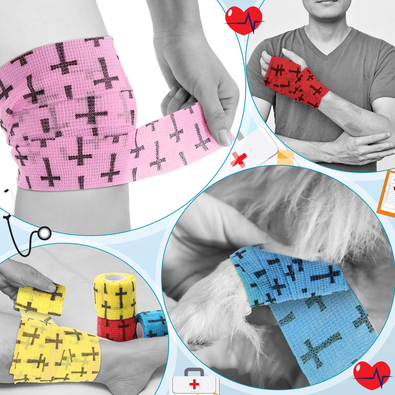 30 Pcs Cross Athletic Wrist Tape Football Self Adhesive Elastic Christian Tape 2 Inch x 5 Yard Non Woven Religious Wrist Wrap for Sports Baseball Soccer Volleyball Trainers(Colorful) Colorful - BeesActive Australia