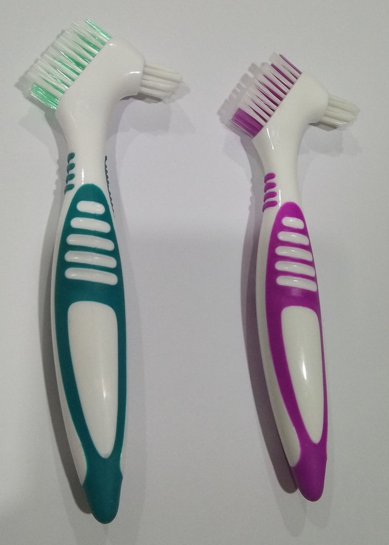 Gus Craft 2-Pack Denture Cleaning Brush Set- Premium Hygiene Denture Cleaner Set For Denture Care- Top Denture Cleanser Tool w/Multi-Layered Bristles & Ergonomic Rubber Handle (Green and Purple) Green and Purple - BeesActive Australia