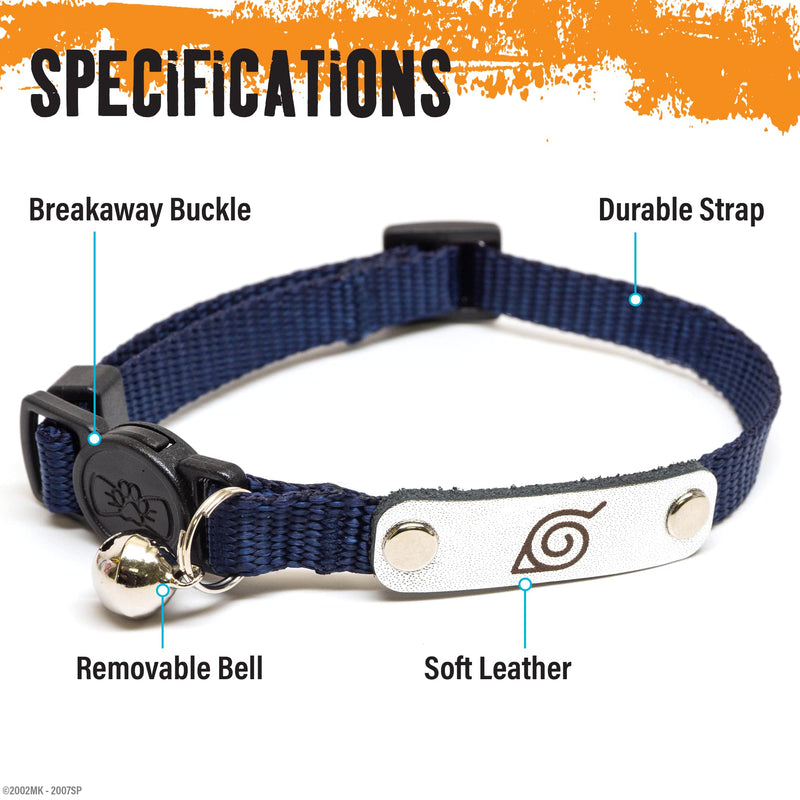 Naruto Cat Collars for Girl Cats, Boy Cats & Small Kitten Collar with Bell | Officially Licensed Naruto Shippuden Hidden Leaf Village Headband Breakaway Cat Collars for Naruto Gifts (Navy, Ninja) Ninja - Navy - BeesActive Australia