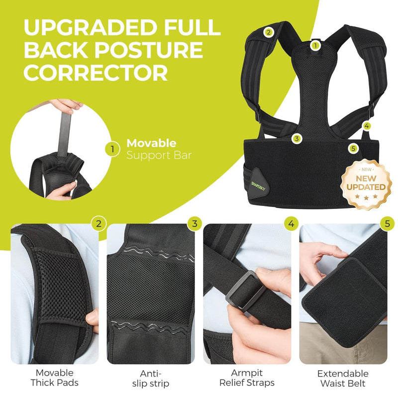 SHAPERKY Posture Corrector for Women and Men - Adjustable Upper Back Brace - Breathable Back Support straightener - Providing Pain Relief from Lumbar&Shoulder (L-XL) L-XL