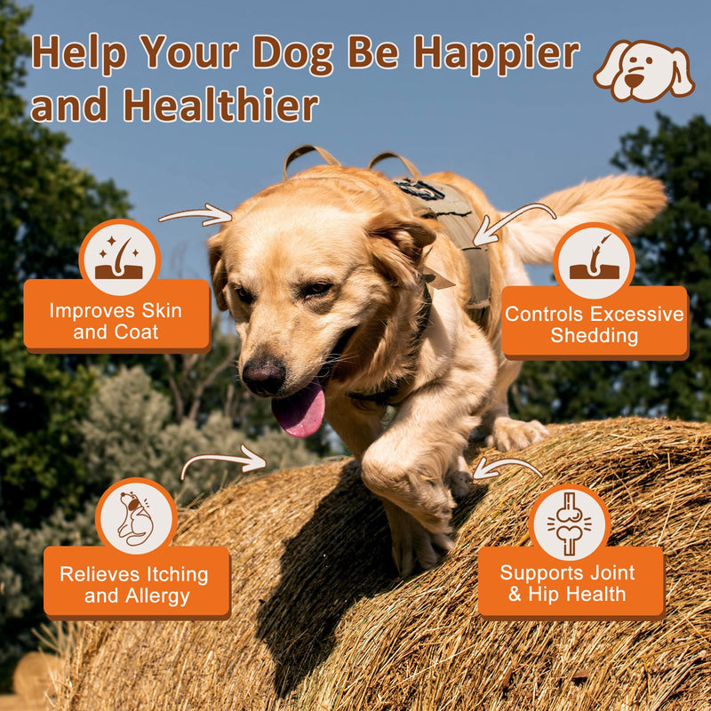 Probiotics for Dogs, Omega 3 Fish Oil for Dogs Allergies & Immune & Itchy Skin Relief - 120 Chews