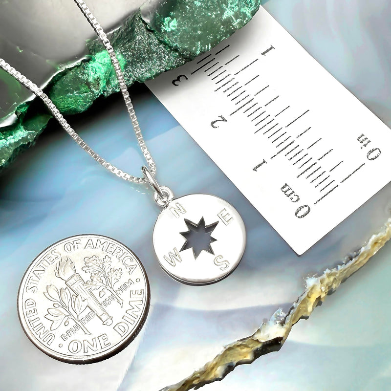 Alexandreasjewels Sterling Silver Compass Necklace, Best Friend Gift Necklace, A True Friendship Necklace, Compass Necklace for Women, 18 inches