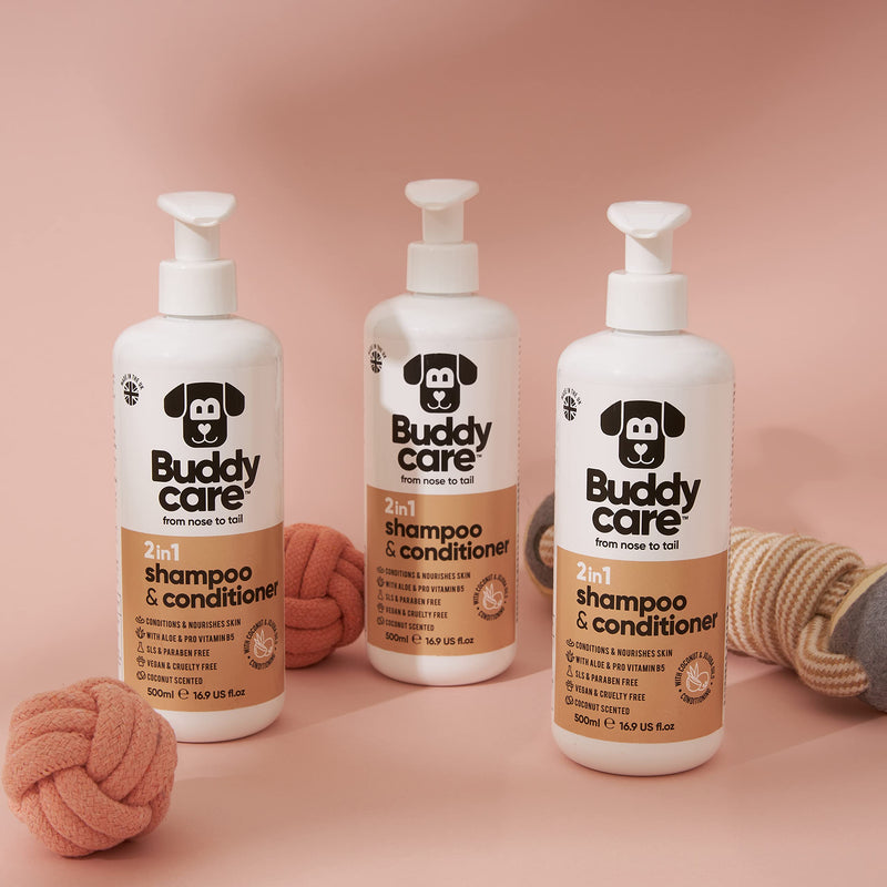 Buddycare 2in1 Shampoo & Conditioner Practical dog shampoo and conditioner in one - with aloe vera and pro-vitamin B5 (500ml) 2in1 shampoo and conditioner 500ml - BeesActive Australia