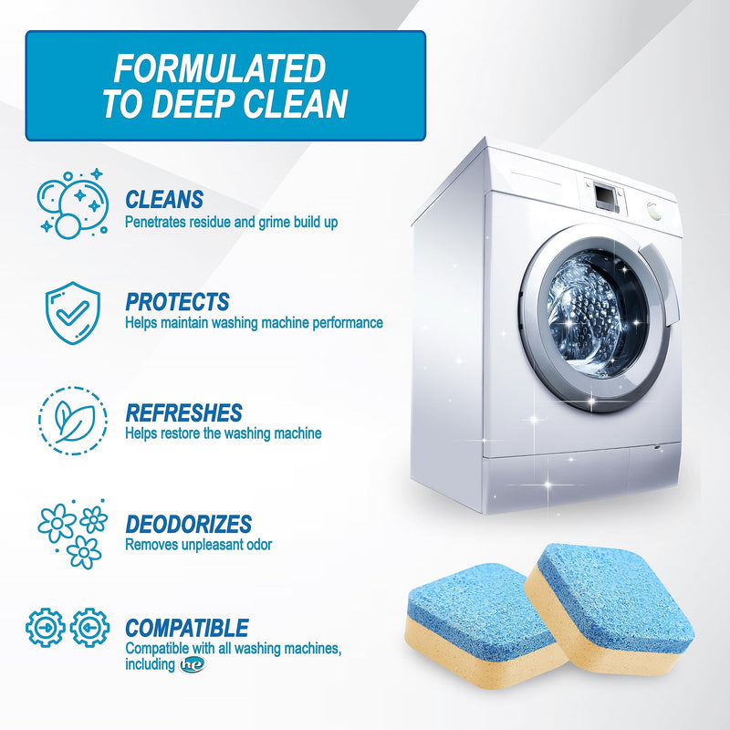 Air Jungles Washing Machine Cleaner Tablets 24 Count, Lemon Scent, Deep Cleaning, Dirt Remover, Clean Laundry Washer Drum and Tub, Compatible with Front and Top Load Washer, 12 Month Supply 24 Count (Pack of 1) - BeesActive Australia