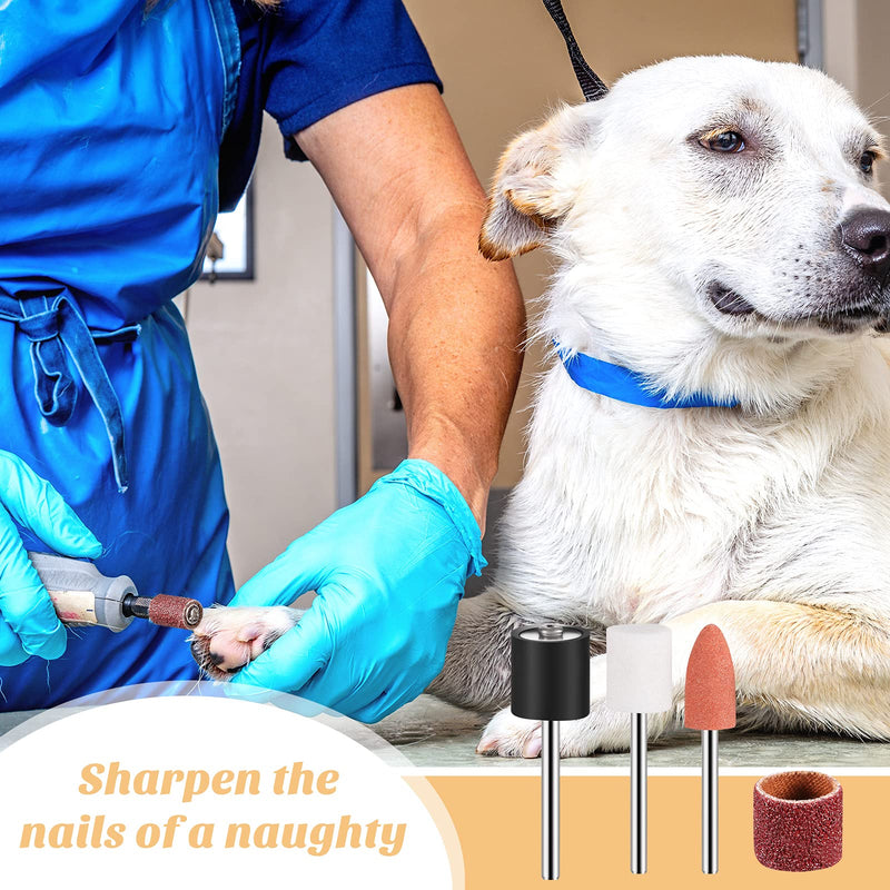 Kajaia 96 Pcs Dog Nail Grinder Replacement Kit Sanding Drum Set with Grit Sanding Bands Pet Smoother Claw Care Pet Nail Grinder Dog Claw Trimmer Grooming Tool Supplies (100 Grit)