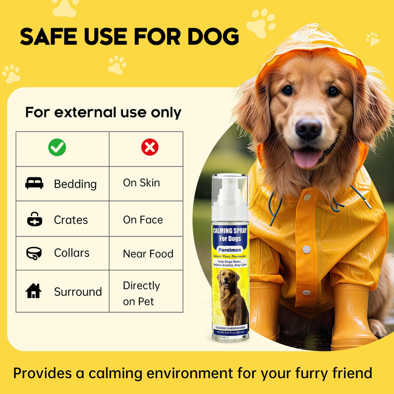 Calming Spray for Dogs 150ml, Pheromones Pet Dog Calming Spray to Help Reduce Anxiety And Stress, 100% Herbal Calming Spray, Adapt For Dogs Stay Calmer, Indoor and Travel Use