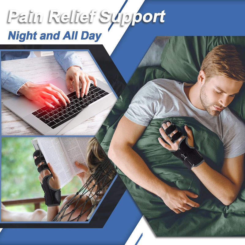 Trigger Finger Splint: Support the Middle, Index, little or Ring Finger, Hand Splint Brace-Treating Hand Fractures, Arthritis, Mallet Finger or Metacarpal Fractures (Left Hand) Small/Medium Black-Left