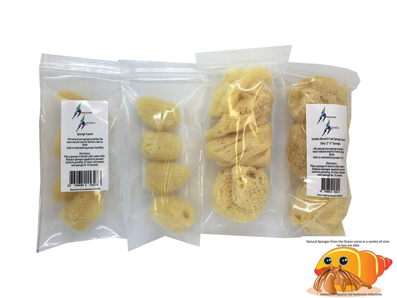 Awesome Aquatic 4-Pack of Hermit Crab Sea Sponges (Jumbo 4 pk) Jumbo 4 pk - PawsPlanet Australia