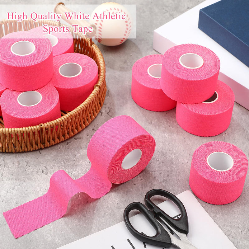 Hoolerry 12 Rolls 130 Yard Athletic Sports Tape Pre Wrap Very Strong Easy Tear No Sticky Residue Tape for Fingers Ankles Wrist Injury Wrap, Football Baseball Hockey Soccer(1.5 in,Pink) 1.5 In Pink - BeesActive Australia