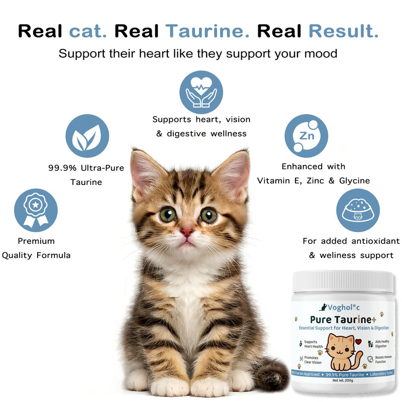 Taurine for Cats - Taurine Powder Supplement for All Ages Including Kittens - Pure Taurine for Heart Vision Vitality & Coat and Immune Health Unflavored (6oz)