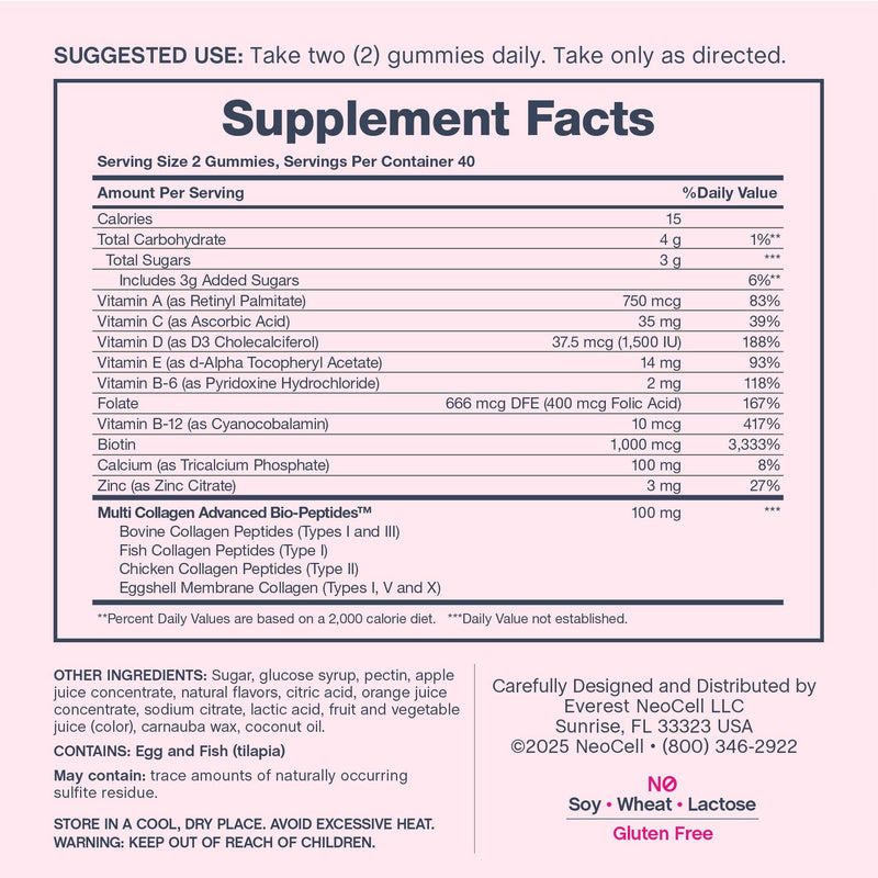 NeoCell Womens Multivitamin Gummy | 80 Gummies | Multi with Advanced Collagen | with Essential Minerals | Berry Flavor