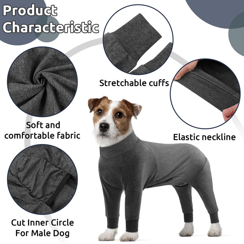 CITÉTOILE One-piece recovery suit for dogs, pet long-sleeved recovery suit after surgery, dog stomach wound protection suits, e-collar alternative, pet pajamas for large dogs, grey, L - BeesActive Australia