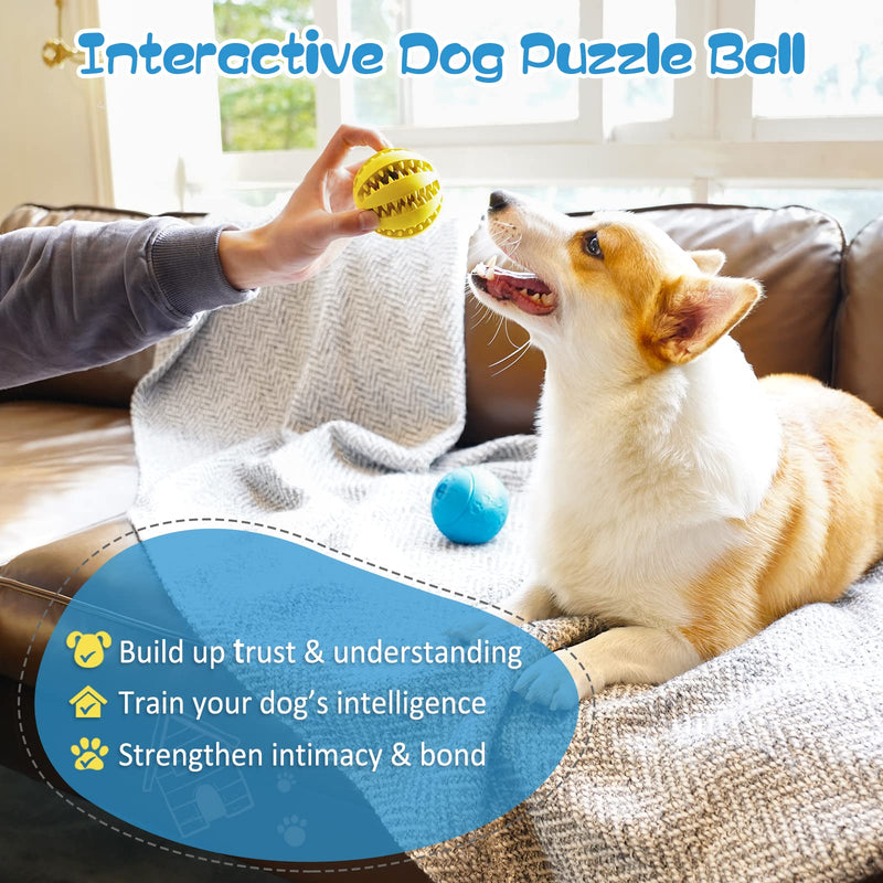 HIPPIH Dog Puzzle Toys 2 Pack, Interactive Dog Toys for Large Dogs & Small Dogs, Puppy Toys for Treat Dispensing, Durable Dog Balls for Teeth Cleaning/IQ Training, Dog Enrichment Toys for Chewing Yellow＋Blue - BeesActive Australia