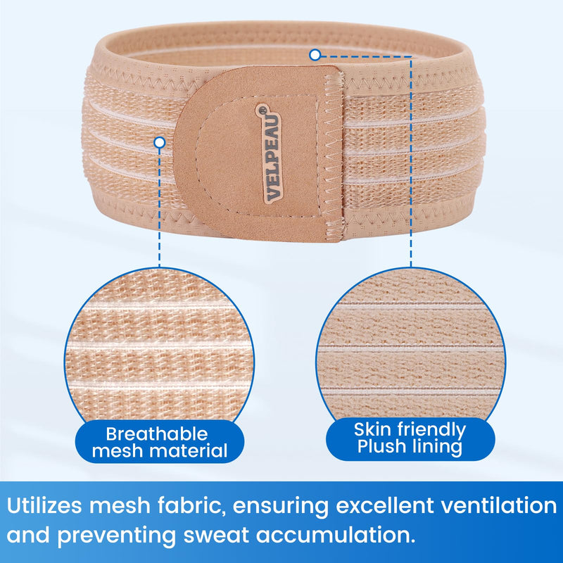 Velpeau Umbilical Hernia Belt Baby Newborn -with 3 Different Shaped Compression Pads, Belly Button Navel Band Wrap Truss Abdominal Binder Support for Infant, Children, Toddler, Kids, One Size < 20" Beige