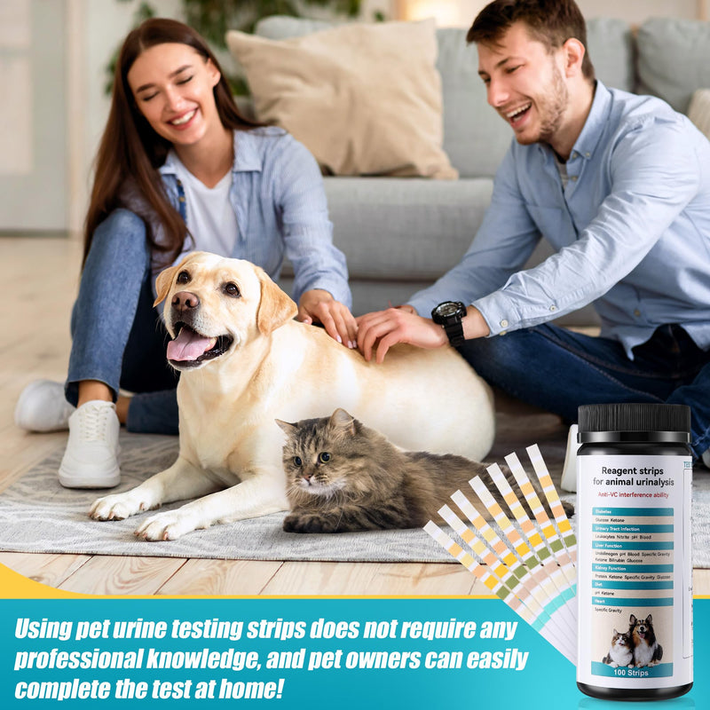 100 x Pet Urine Testing Strips, 10 in 1 UTI Test Kit for Cat & Dog, Multi-Parameter Urinalysis Reagent Strips: Leukocytes, Urobilinogen, Protein, Ph, Blood, Ketone, Bilirubin, Glucose & More - BeesActive Australia
