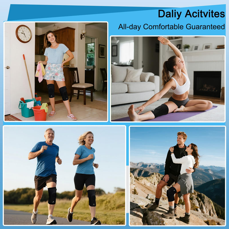 Kuangmi Knob Knee Brace, Knee Compression Sleeve with Patella Gel Pad & Side Stabilizers, Support for Sports, Workout, Pain Relief, Arthritis, Meniscus Tear(Left,Large,Single)