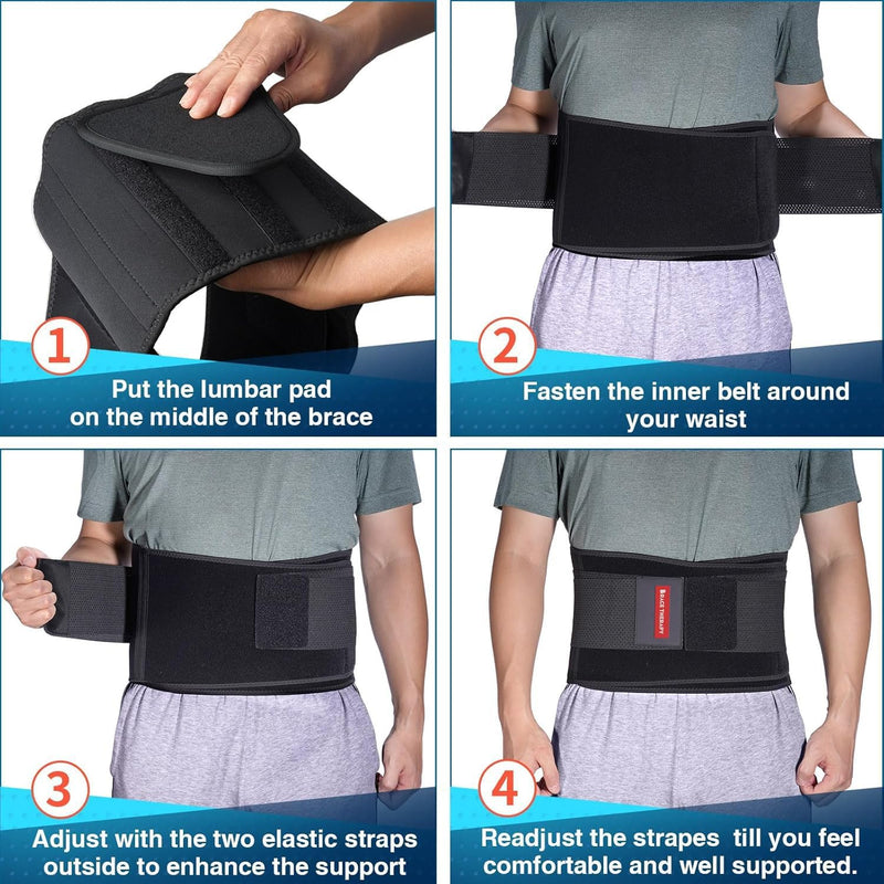 Back Brace for Lower Back Pain Relief - Adjustable Lumbar Support Belt for Sciatica, Herniated Disc, 3D Pad, Scoliosis - Breathable Mesh Lower Back Support with Removable Pad - For Men and Women (Large) Large - BeesActive Australia