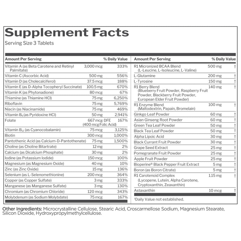 Rule 1 Proteins Men's Daily Multi, 90 Tablets, 30 Day Supply | Vitamins, Essential Minerals, Superfoods, Digestive Enzymes, Amino Acids, & Antioxidants for Active Lifestyles 90 Count (Pack of 1)