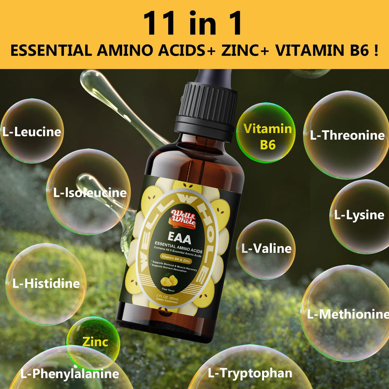 Well&Whole Essential Amino Acids Liquid Drops, EAA Supplement for Recovery | All 9 EAAs | Fast-Absorbing Liquid | Muscle Recovery | Workout Support | Easy Daily Drops