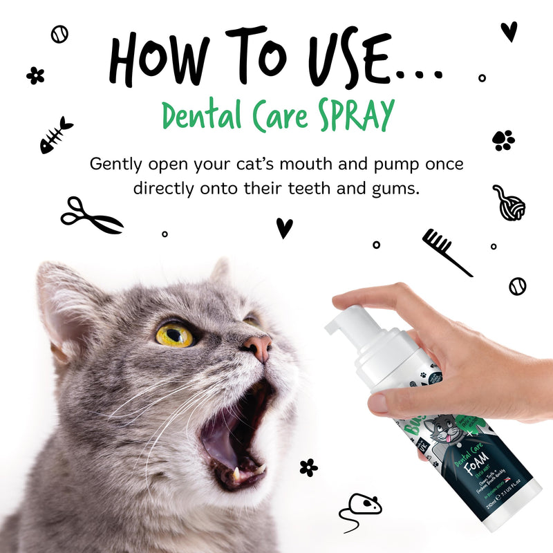 BUGALUGS Cat Dental Care Breath Freshener Foam Cat Mouthwash - Natural Cat Teeth Cleaning Plaque & tartar remover for teeth. No Cat Toothbrush And Paste Brushing Needed For Cats