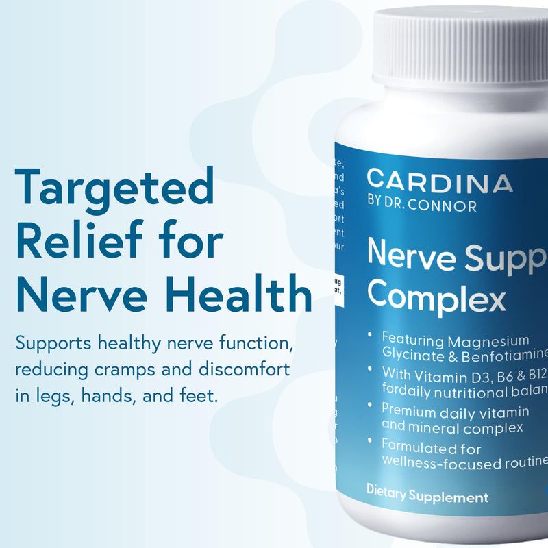 Magnesium Glycinate Supplements with Benfotiamine, Vitamin B6, B12, D3-60 Capsules - Non-GMO Nerve Support Calf, Leg Cramp Pills - Vegan, Gluten Free Magnesium Supplement for Women and Men 60 Count (Pack of 1)
