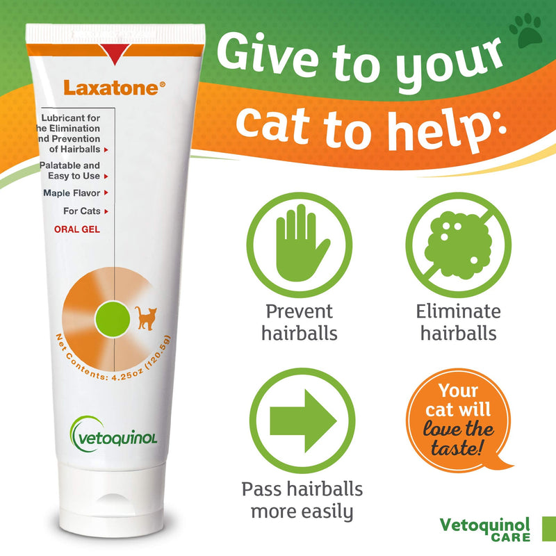 Vetoquinol Laxatone: Oral Hairball Lubricant Gel for Cats – Maple Flavored, 4.25oz 2 Pack 4.25 oz (Pack of 2) - BeesActive Australia
