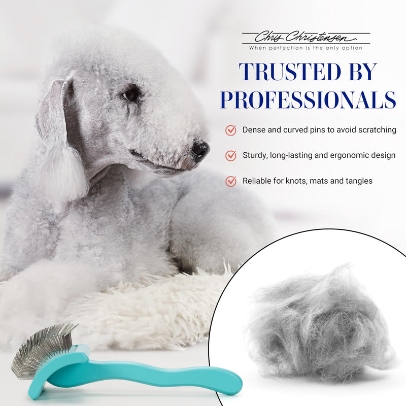 Chris Christensen Big G Dog Slicker Brush for Dogs (Goldendoodles, Labradoodles, Poodles), Groom Like a Professional, Fluff Detangle Style, Saves Time Energy, Teal, Medium - BeesActive Australia