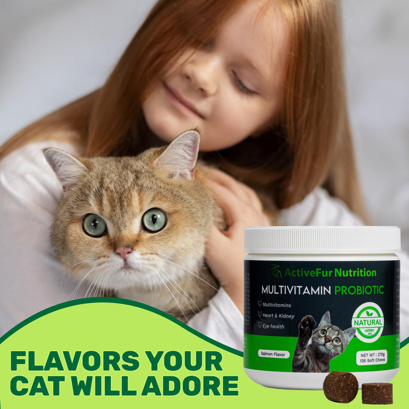 Multivitamin Digestive Support Chews for Cats - 135 Salmon Flavoured Soft Chews