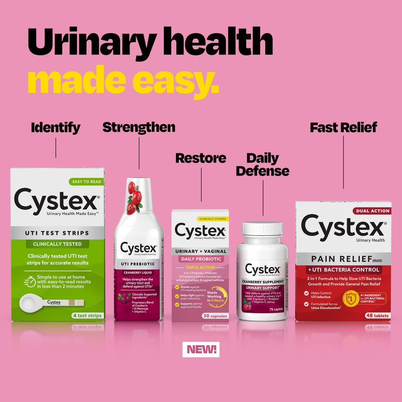 Cystex 3-in-1 Urinary Tract Probiotic for Women - Fast-Acting UTI & Yeast Infection Support with Prebiotics, Probiotics, & Cranberry - Supports Vaginal pH & Flora Balance - 30 Capsules Herbal Supplement
