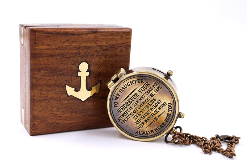 to My Daughter Compass – Graduation Gifts for Daughter from Dad or Mom – Birthday, Confirmation, Camping Gift for Daughter – Engraved Compass with Gift Box - BeesActive Australia