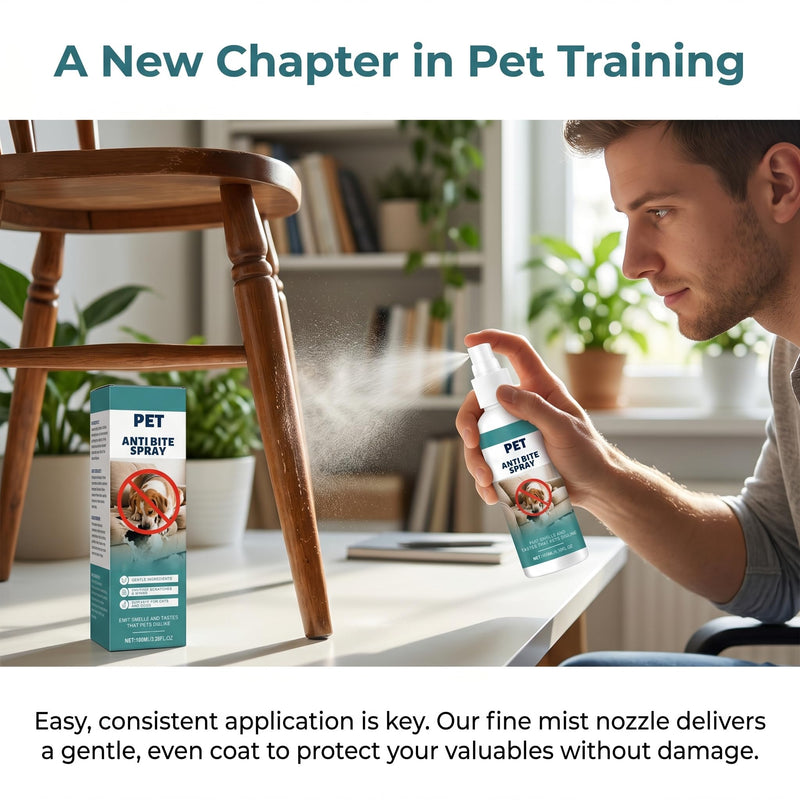 No Chew Spray for Dogs | 3.38oz Bitter Apple Spray for Dogs | Safe, Non-Toxic Chewing Deterrent | Stop Licking, Biting & Destructive Behavior, Protect The Safety of Furniture and Your Belongings