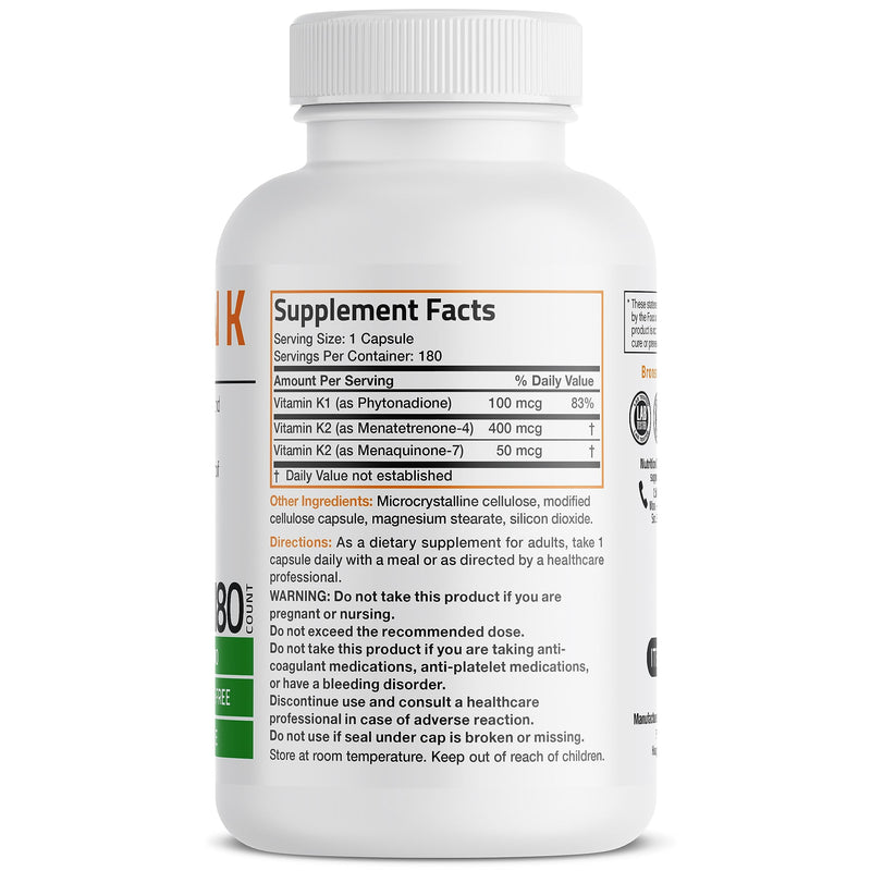 Vitamin K Triple Play (Vitamin K2 MK7 / Vitamin K2 MK4 / Vitamin K1) Full Spectrum Complex Vitamin K Supplement, 180 Capsules Unflavored 180 Count (Pack of 1) - BeesActive Australia