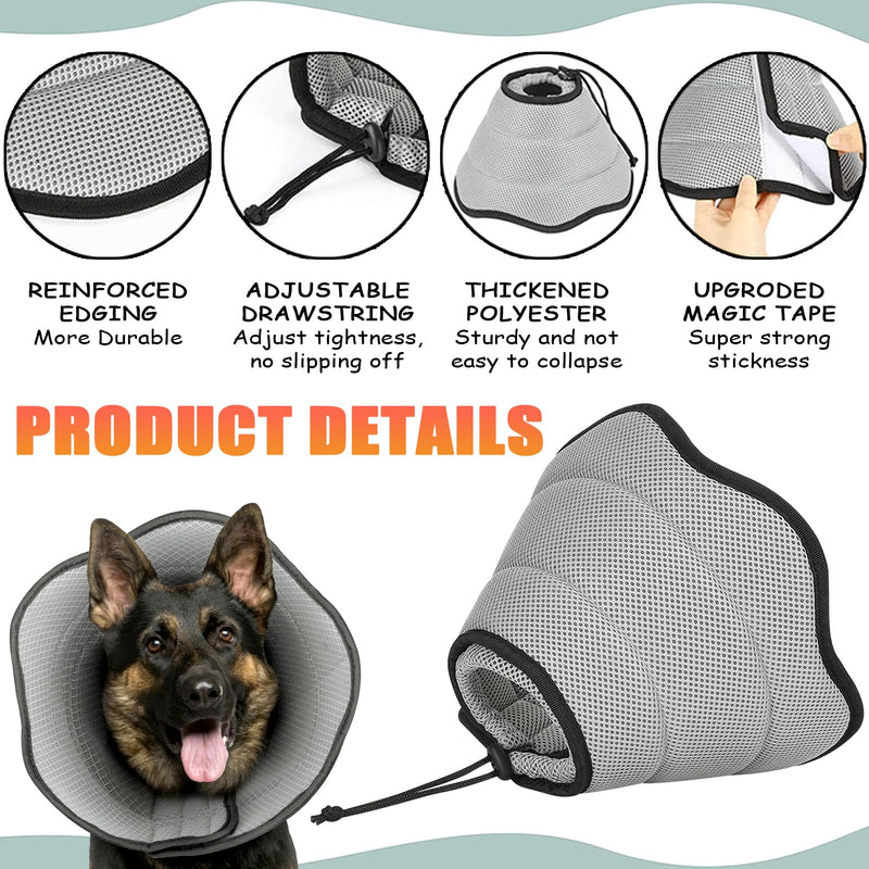 DKDDSSS Dog Collar, Soft Protective Collar, Cone Collars, Adjustable Recovery Collar, Protective Dog Collar, Breathable Pet Elizabethan Dog Collar, Leak Protection Dog, Grey, L - BeesActive Australia