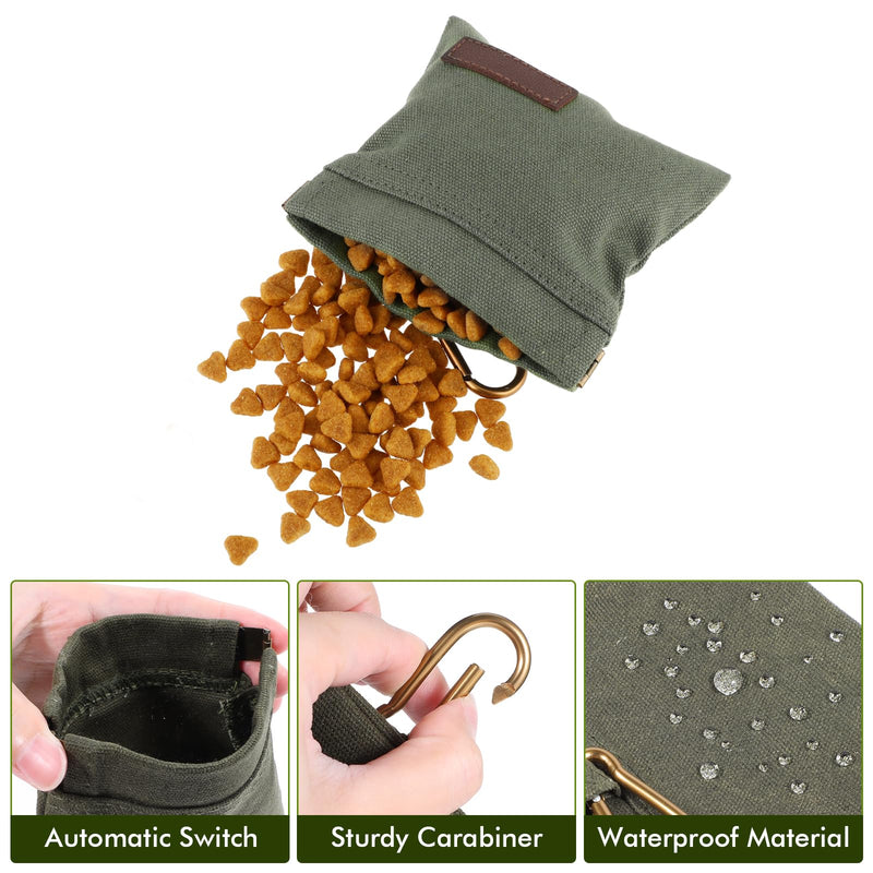Dog Training Treat Pouch with Carabiner, Portable Puppy Treat Pouches for Pet Training, Hand Free Dog Walking Bag, Dog Food Dispenser for Pet Puppy Travel or Outdoor Use(Army Green) - BeesActive Australia