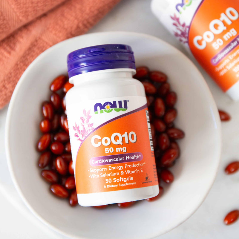NOW Foods Supplements, CoQ10 50 mg, Pharmaceutical Grade, All-Trans Form produced by Fermentation, 50 Softgels 50 Count (Pack of 1)