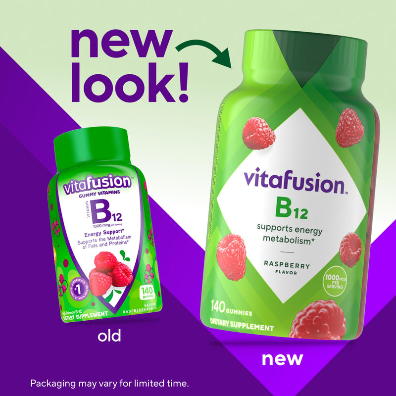 Vitafusion Vitamin B12 1000 mcg | 140 Gummies | Raspberry Flavor | Adult Gummy Vitamins for Women & Men | Gluten and Dairy-Free Supplement 140 Count (Pack of 1)