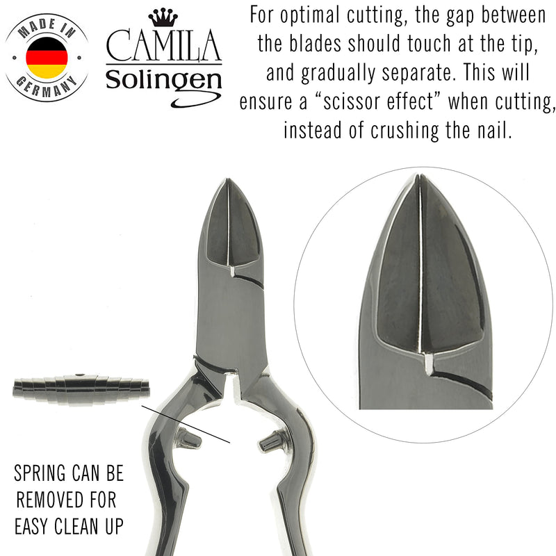 CS13 Large Heavy Duty Toe Nail Clipper for Thick Toenails, Manicure & Pedicure, Double Barrel Spring. Super Sharp Trimmer Curved Carbon Steel 20mm Blade Made in Solingen, Germany CS13