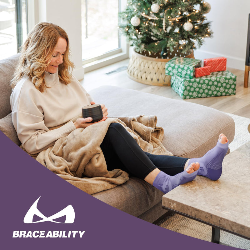 BraceAbility Neuropathy Socks (Pair) - Peripheral Neuritis Compression Diabetic Toeless Foot Sleeves for Nerve Damage Pain in Feet, Ankle Gout, Plantar Fasciitis Relief Brace for Men and Women (L - Black) Large Black - Standard - 1 Pair - BeesActive Australia