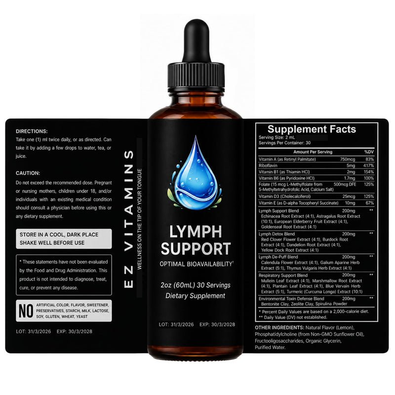Liposomal Lymphatic Drainage Drops, 26-in-1 Support, 2oz | Liquid Lymphatic Support Drops With Echinacea, Turmeric, Elderberry, And Dandelion For Immune And Lymph System Support