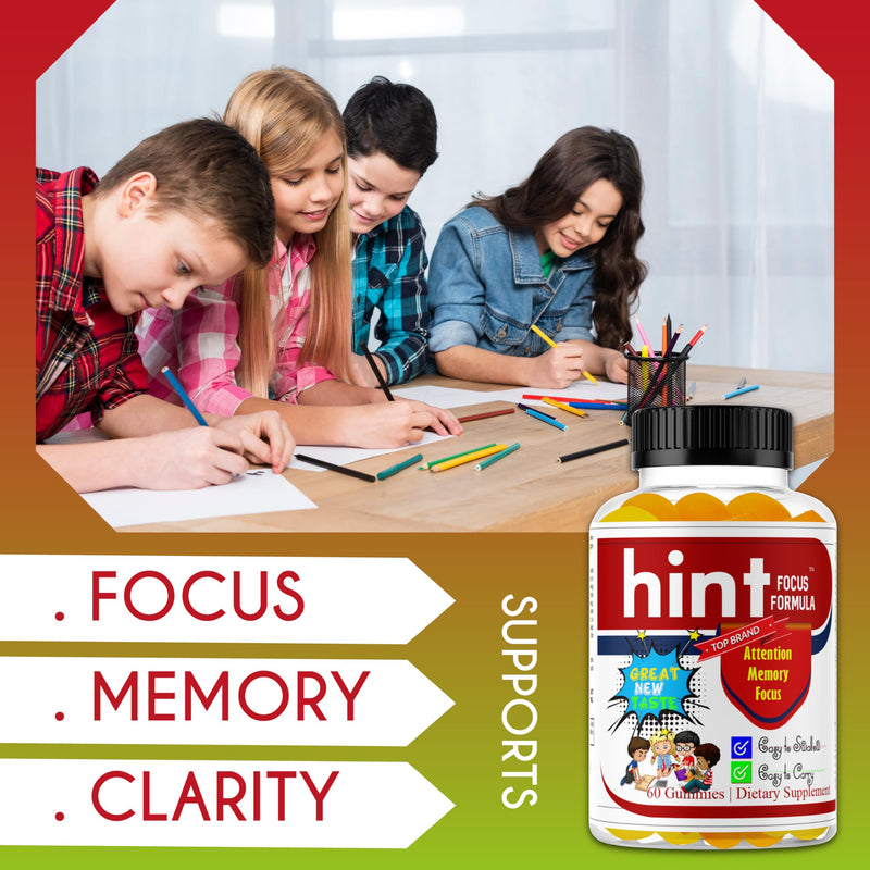 Hint Omega 3 6 9 Gummies for Kids & Teens – Brain Support Focus Gummies for Teens, Kids Memory Vitamins, Non-Fishy, Low Sugar, Non-Fishy – 60 Gummies