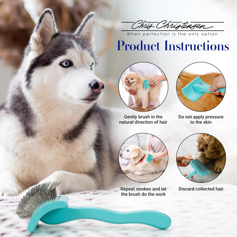 Chris Christensen Big G Dog Slicker Brush for Dogs (Goldendoodles, Labradoodles, Poodles), Groom Like a Professional, Fluff Detangle Style, Saves Time Energy, Teal, Medium - BeesActive Australia
